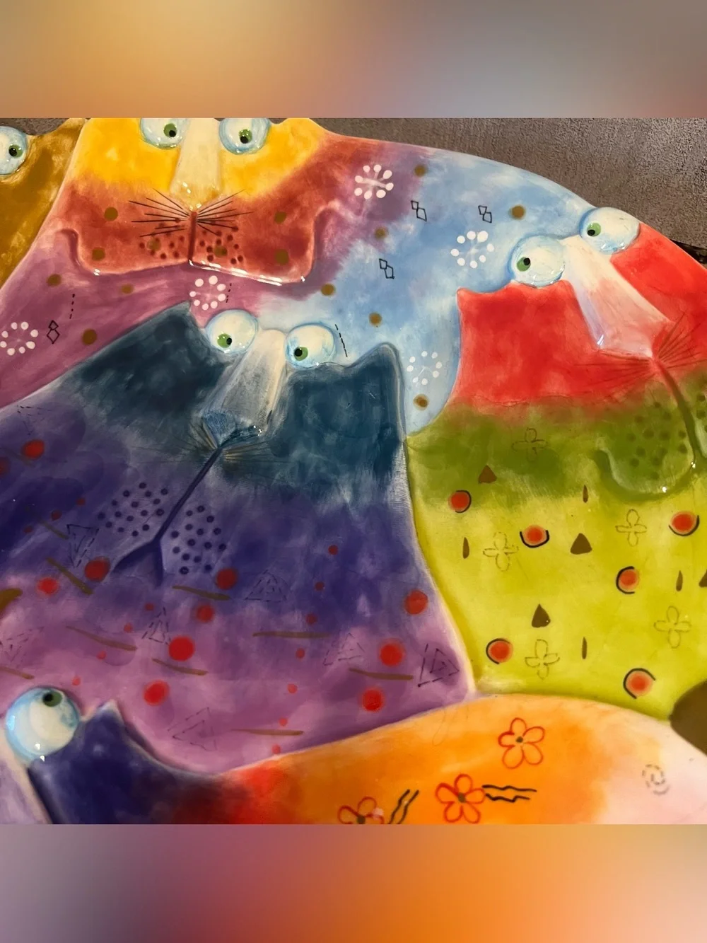 Vintage Whimsical Joy Cats Studio Serving Platter Cat Tableware 14